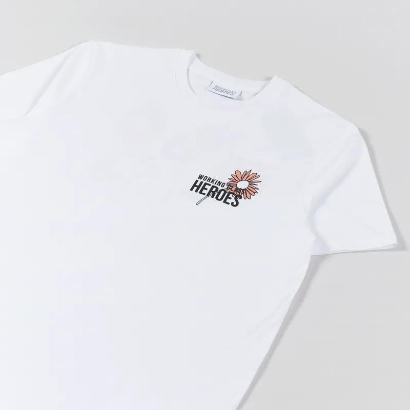 Working Class Heroes Spring Flowers T Shirt White-3